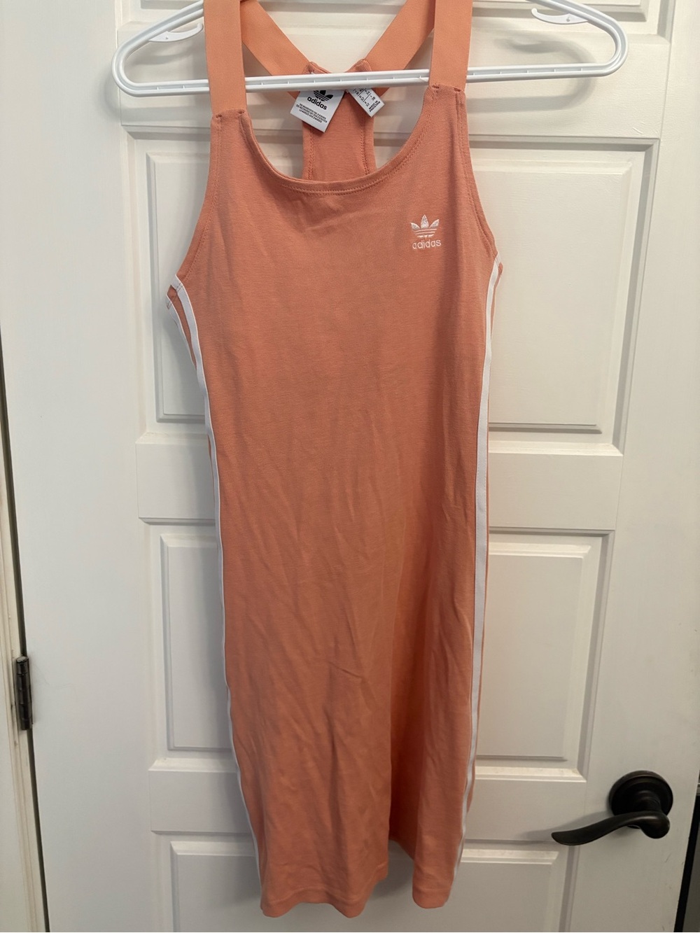 adidas Peach Racerback Midi Dress with White Side Stripes XS